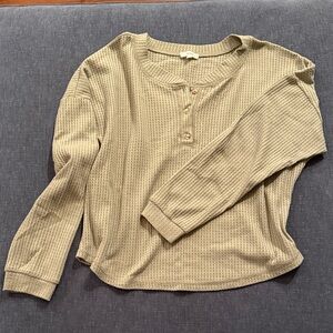 Mine Sage Waffle Knit Button Top